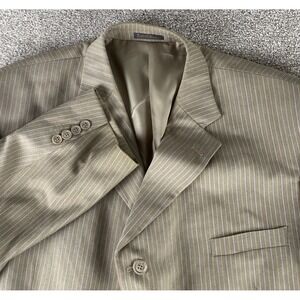 Zandello Le Collezioni Beige Striped Blazer Mens 48R Old Money Italy Rayon Blend